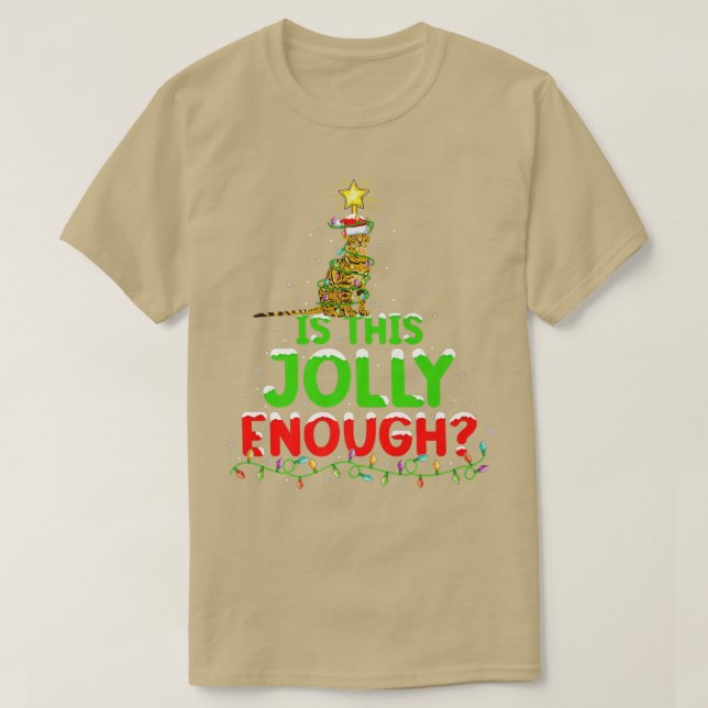 Camiseta Xmas Lighting É Jolly Suficiente Para Gato De Beng (Frente do Design)