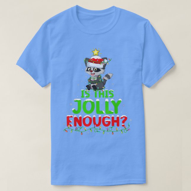 Camiseta Xmas Lighting É Um Jolly Chega De Raccoon (Frente do Design)