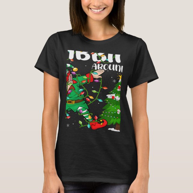 Camiseta Xmas Lighting Elf Dabbing Around The Christmas Tre (Frente)