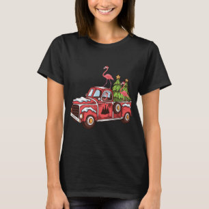 Camiseta Xmas Lighting Flamingo Andando Árvore de Natal Ver
