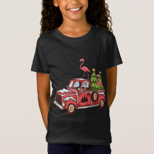 Camiseta Xmas Lighting Flamingo Andando Árvore de Natal Ver