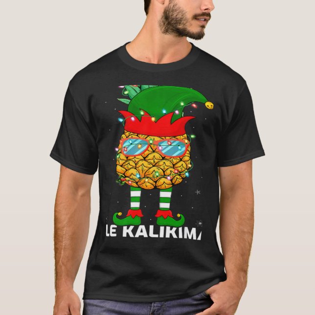 Camiseta Xmas Lighting Mele Kalikimaka Pineapple Elf Christ (Frente)