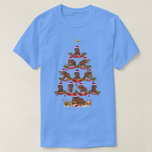 Camiseta Xmas Lighting Papais noeis Wooly Mammoth Árvore de (Frente do Design)