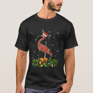 Camiseta Xmas Lighting Reindeer Santa Hat Ibis Bird Christm