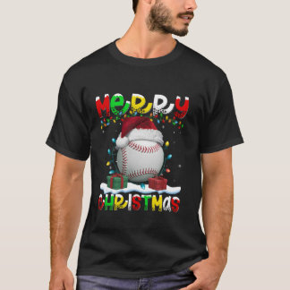 Camiseta Xmas Lighting Santa Hat Baseball Feliz Natal T
