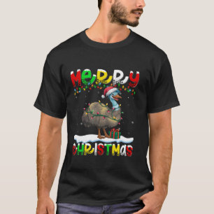 Camiseta Xmas Lighting Santa Hat Emu Bird Feliz Natal T