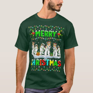 Camiseta Xmas Lighting Santa Hat Feliz Fio De Natal Do Te