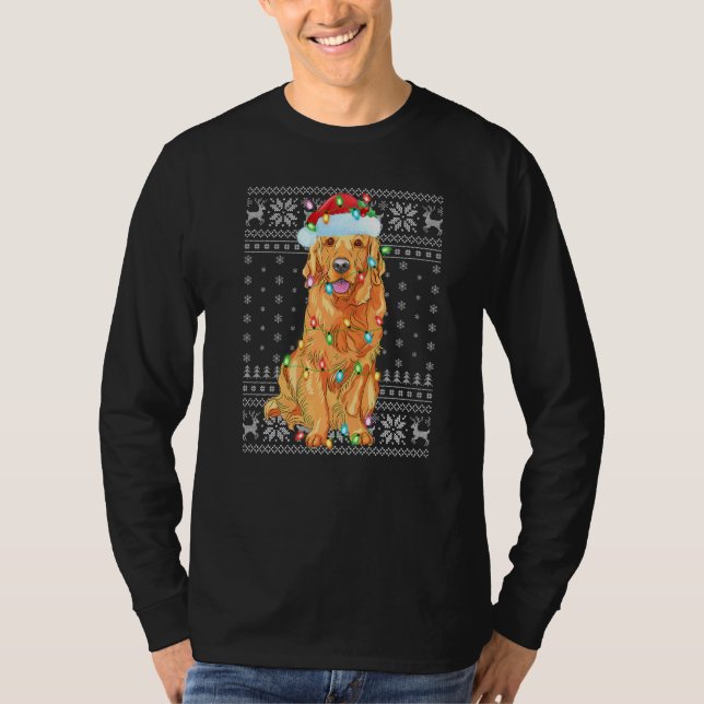 Camiseta Xmas Lighting Santa Hat Ouro Feio Chri (Frente)
