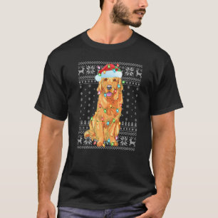 Camiseta Xmas Lighting Santa Hat Ouro Feio Chri