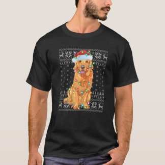 Camiseta Xmas Lighting Santa Hat Ouro Feio Chri