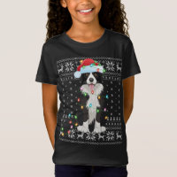 Xmas Lighting Santa Hat Ugly Border Collie Christm