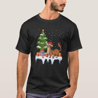 Camiseta Xmas Lighting Tree Santa Hat Mongoose Christmas