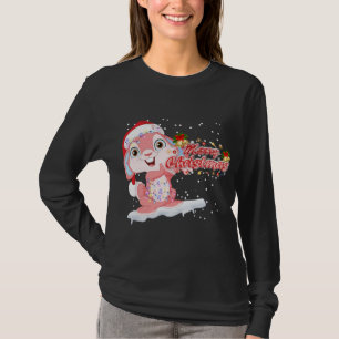 Camiseta Xmas Lighting Tree Santa Hat Rabbit Bunny Christma