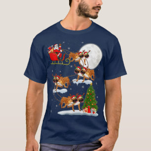 Camiseta Xmas Lighting Tree Santa Riding French Bulldog Chr