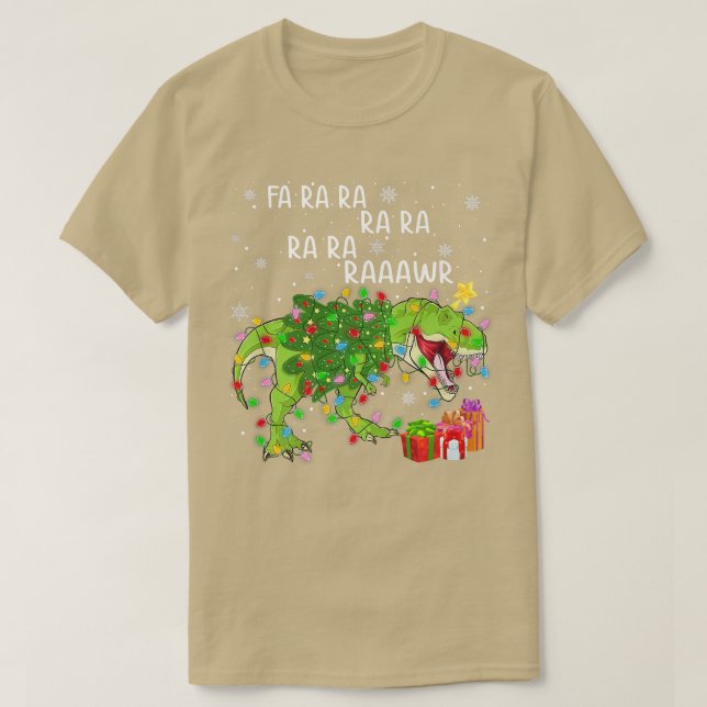 Camiseta Xmas Lights Fa ra ra raaawr T Re Dinossaur Chris (Frente do Design)