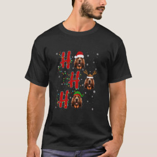 Camiseta Xmas Lights HO HO HO Bloodhound Dog Funny Ugly Chr