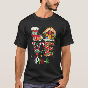 Camiseta Xmas Lights Love Pre K Teacher Christmas