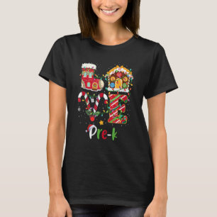 Camiseta Xmas Lights Love Pre K Teacher Christmas