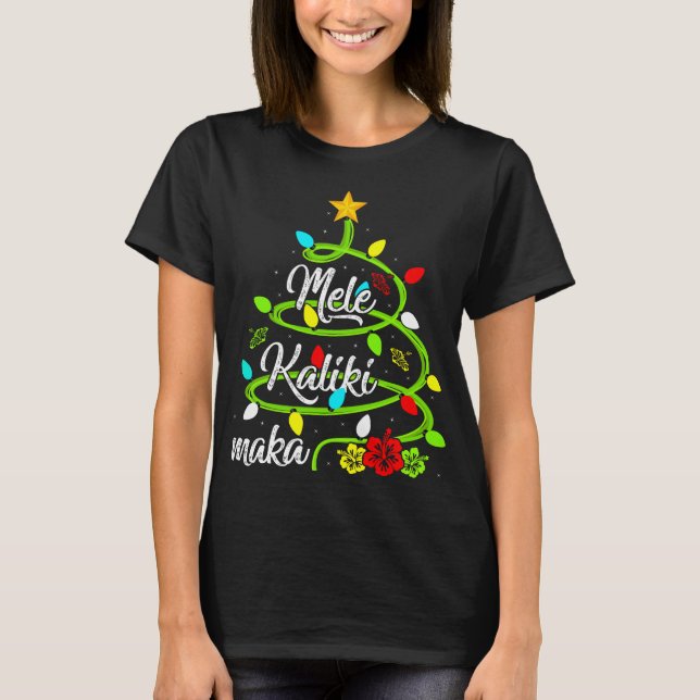Camiseta Xmas Lights Mele Kalikimaka Tarte de Natal no Hava (Frente)