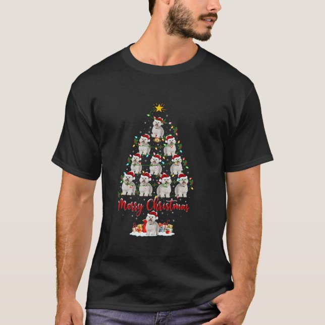 Camiseta Xmas Lights Papais noeis Bichon Frise Cog Árvore d (Frente)