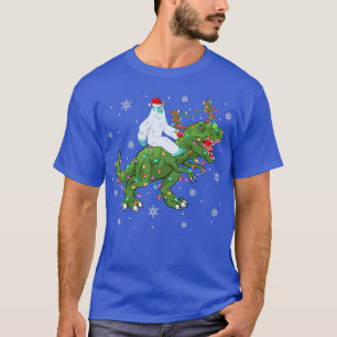 Camiseta Xmas Lights Papais noeis Yeti Andando Dinossaur Tr