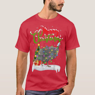 Camiseta Xmas Lights Tree Papais noeis Guiné Feliz de pássa