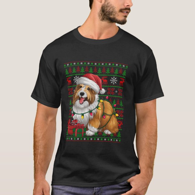 Camiseta Xmas Lights Ugly Santa Hat Cristo Belga (Frente)