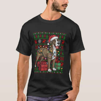 Camiseta Xmas Lights Ugly Santa Hat Grande Dane Dog Christm