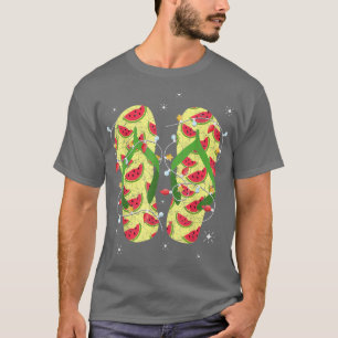 Camiseta Xmas Lights Watermelon Chinelos Natal tropical