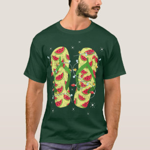 Camiseta Xmas Lights Watermelon Chinelos Natal tropical