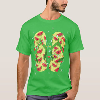 Camiseta Xmas Lights Watermelon Chinelos Natal tropical