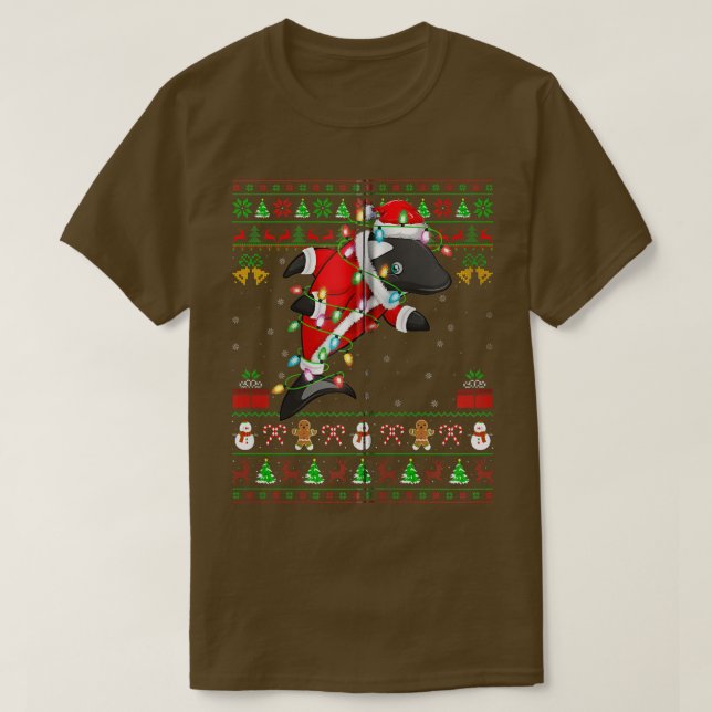Camiseta Xmas Luz Feia Papais noeis De Estilo De Sweater Or (Frente do Design)