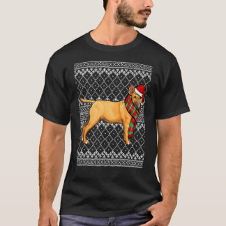 Camiseta Xmas Miniatura Bull Terrier Santa Claus Hat Ugly C