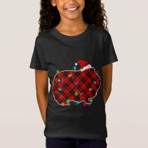 Camiseta Xmas Pajama Vermelho Xadrez Natal Luz Anima Tubarã