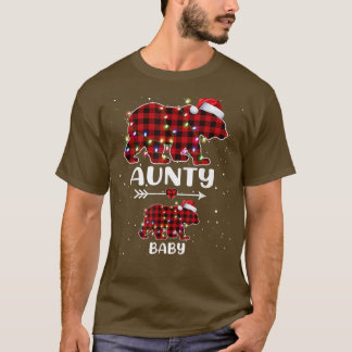 Camiseta Xmas Plaid Bear Aunty Baby Polar Pregnancy Announc
