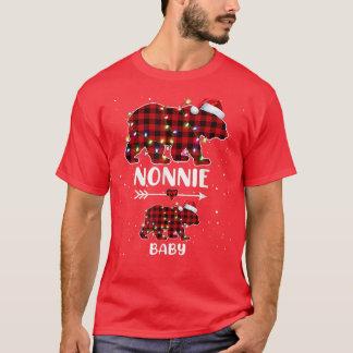 Camiseta Xmas Plaid Bear Nonnie Baby Polar Pregnancy Announ