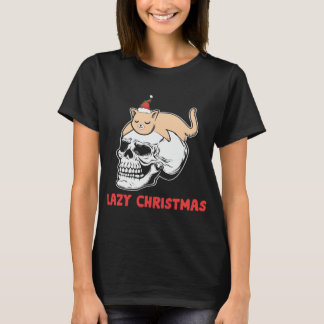 Camiseta Xmas Preguiçoso Natal Dormindo Gato Gatinho