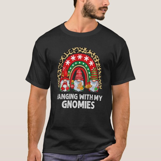 Camiseta Xmas Rainbow Hanging With My Gnomies  Gnome Christ (Frente)