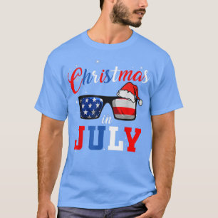 Camiseta Xmas Santa Hat Óculos de sol Verão Engraçado Natal