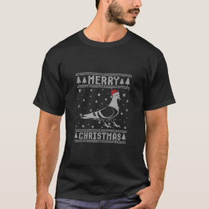 Camiseta Xmas Santa Hat Pigeon Design Engraçado Natal Feio