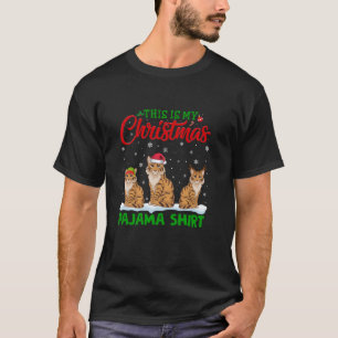 Camiseta Xmas Santa Hat Reindeer Savannah Cat Natal Paj
