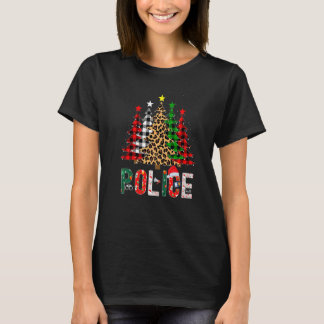 Camiseta Xmas Santa Police Leopard Plaid Print Christmas Tr