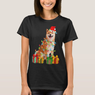Camiseta Xmas Shiba Inu Cachorro Luzes De Natal