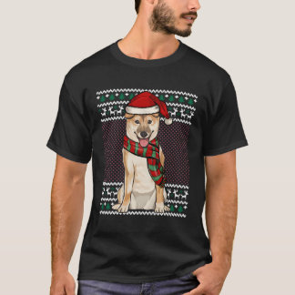 Camiseta Xmas Shiba Inu Cachorro Santa Hat Natal Feio
