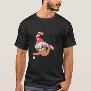 Camiseta Xmas Sloth Candy Cane Bonita Feliz Slothma Christm