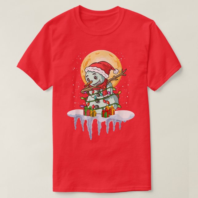 Camiseta XMas Snow Winter Winter Fairy Luzes Snowman Da (Frente do Design)