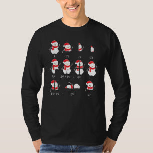 Camiseta Xmas Snowman Santa Hat Frações Professor de Matemá