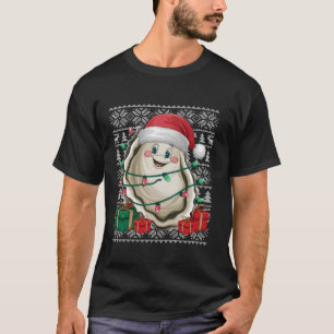 Camiseta Xmas Sweater Style Ugly Santa Hat Engraçado Oyster
