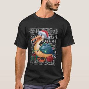 Camiseta Xmas Sweater Style Ugly Santa Hat Pelican Bird Chr