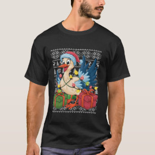 Camiseta Xmas Sweater Style Ugly Santa Hat Storey Bird Chri